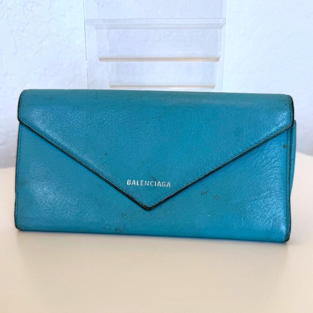 Balenciaga Blue Paper Papier Long Wallet